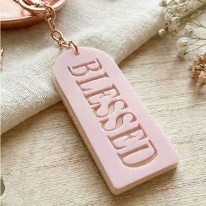 Pink 'Blessed' Keychain